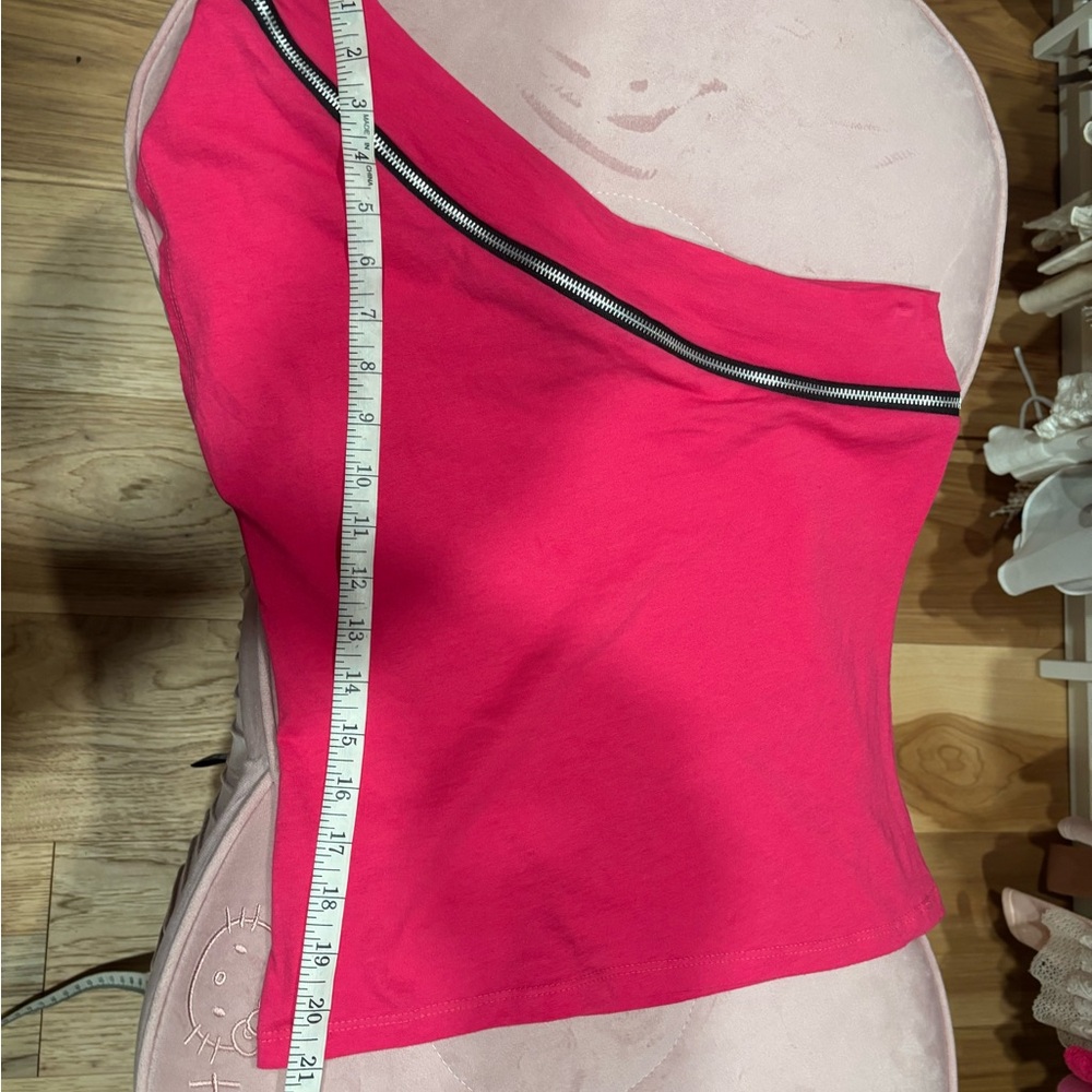 Wet Seal Hot Pink Off-Shoulder Zipper Blouse vintage Y2K M - Picture 8 of 9